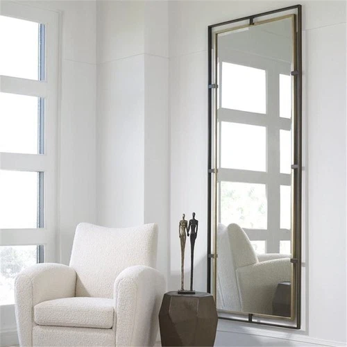 Uttermost Carrizo Transitional Iron Metal and MDF Tall Mirror in Bronze/Gold - Picture 6 of 7