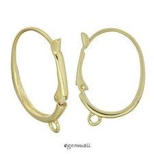 HUGE 14kt Gold Plated Sterling Silver Oval Leverback Earrings Hook 27mm 97798