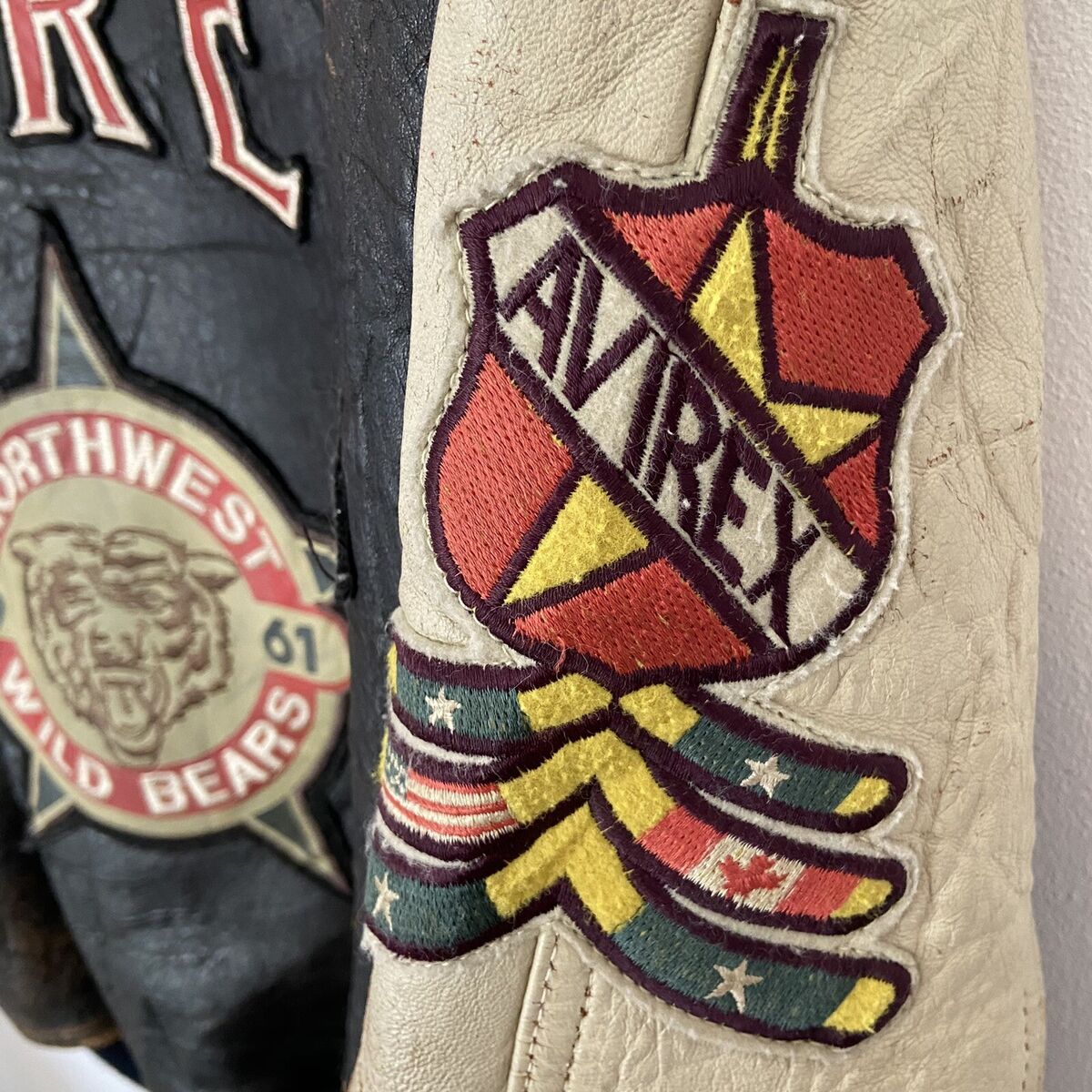 Avirex Jacket Leather Varsity Northwest Wild Bears S Black Avirex Jacket Leather Varsity Northwest Wild Bears S Black
