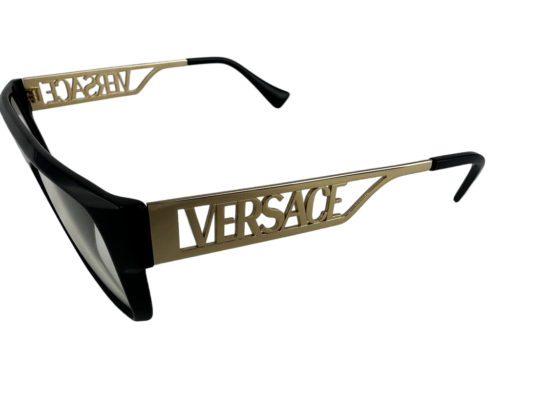 Versace NEW Black Retro Flat Top Frames Gold Mens 55-19-145 Versace NEW Black Retro Flat Top Frames Gold Mens 55-19-145