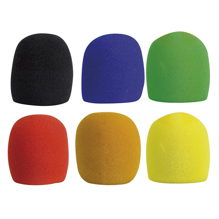 CONFEZIONE 6 SPUGNE ANTIVENTO COLORATE PER MICROFONI. IDENTIFICATIVE. DWS-56