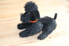 Hund Pudel altes Stofftier bewegliche Beine und Kopf Vintage Herrmann 60er