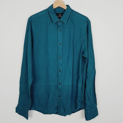 SCOTCH & SODA Mens Size M Teal Long Sleeve Linen Shirt