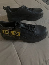 Mens Iron Age Steel Toe Leather Low Work Shoes Black NEW Size 13 Wide