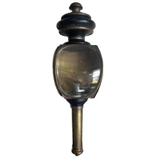 Antique Carriage Lamp Convex Beveled Glass And Brass Cast Iron