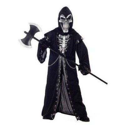 Boys Crypt Master Halloween Costume Evil Skeleton Robe, Hood, Mask 3 Pc-sz 12/14