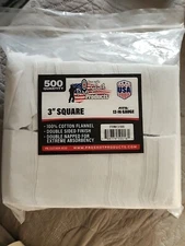 Flannel Gun Cleaning 500 Count Patches (12-16- Gauge, 3-Inch SQ.), White