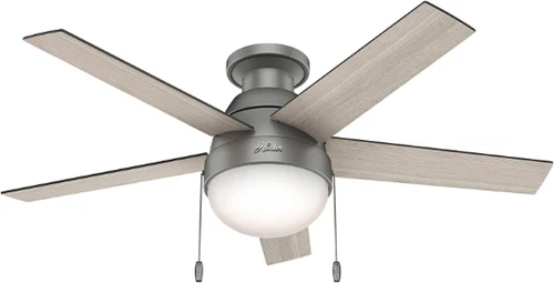 New Hunter Fan 46 inch Anslee Matte Silver Ceiling Fan w/ LED & Pull Chain 59270 - Picture 8 of 9