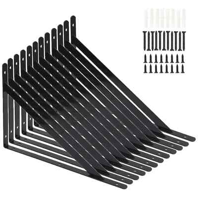 12 Pack L16''XH 10''Heavy Duty Shelf Brackets with Screws Wall 90 Degree Triangle