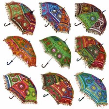 Wholesale Lot 10 Pc Indian Decorative Party Designer Umbrella Cotton Sun Parasol