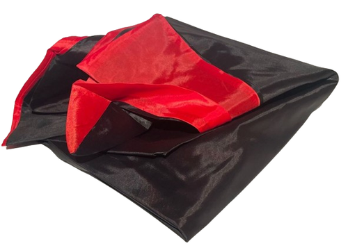 ADULT REVERSIBLE CAPE Black Red Cloak 51” Magician Vampire Dracula Devil Costume - Picture 3 of 9