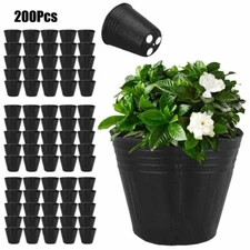 200Pcs Round Nursery Plastic Flower Pots for Plants Seedlings Black 2.6-3.5in