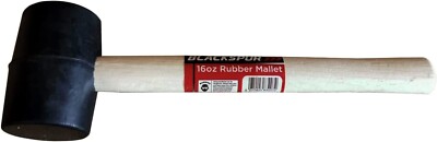 16 Unzen Gummihammer-Hammer-Werkzeug, schwarzer Gummikopf harter Holzgriffschaft