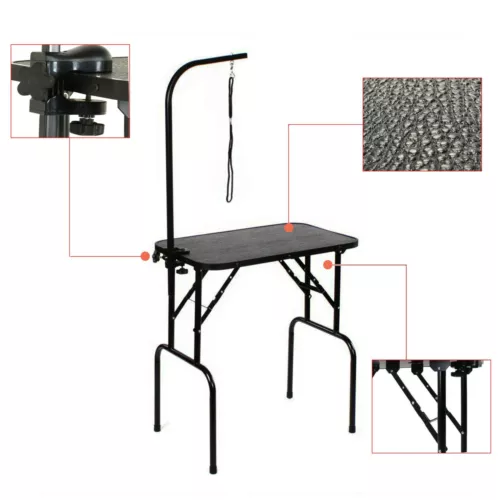 portable pet dog grooming table height adjustable with arm noose & folding legs image 6