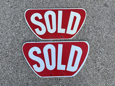 Vintage 2 SOLD Signs Realty Painted Double Sided REAL ESTATE Yard Sign Wood