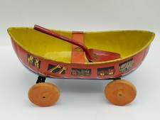 Vintage 1930s Wyandote Sand-O-Land Tin Litho Boat w/ Shovel Toy Noah's Ark