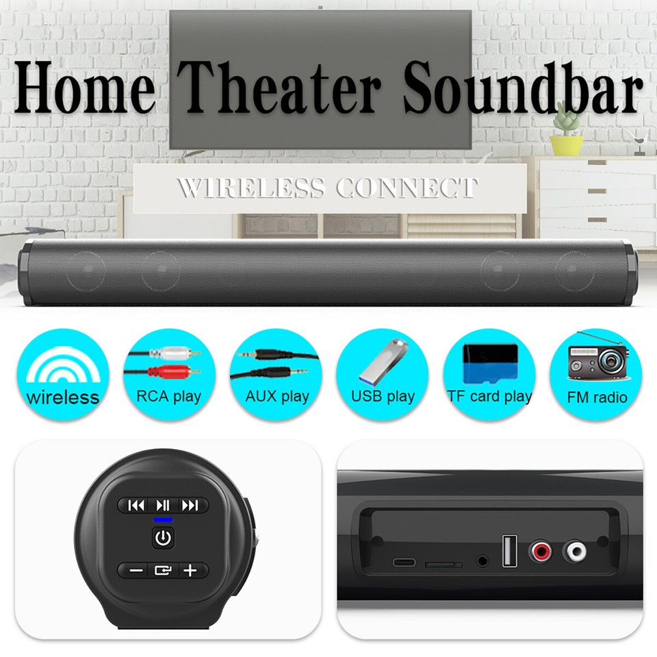BS-10 Surround Soundbar With Wireless Subwoofer, 4 Speakers, Bluetooth & Remote, 20W
