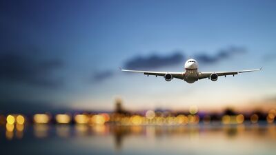 Aircraft airplane sky clouds water evening lights Custom Gaming Mat Desk 2330