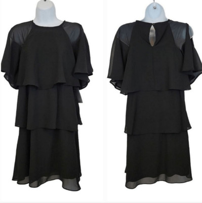 NEW Nordstrom Tash + Sophie Tiered Chiffon Dress in Black Size XS