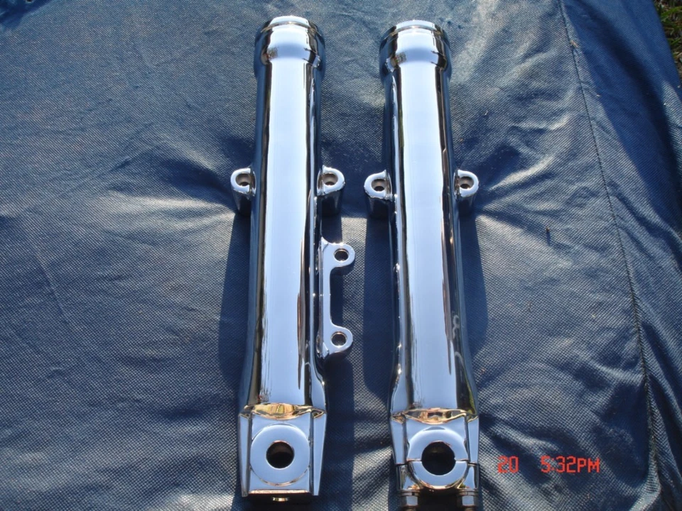 Harley Chrome Fork Sliders Legs FXST Night Train 00-06 Exchange Prog 46477-00 - Image 4 of 4