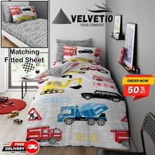 Image of Transport Duvet Cover Set & Pillowcase Soft OR Kids Fitted Sheet Single Size