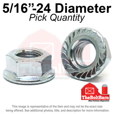 5/16''-24 Case Hardened Serrated Flange Whiz Lock Nuts Zinc FINE (Pick Quantity)