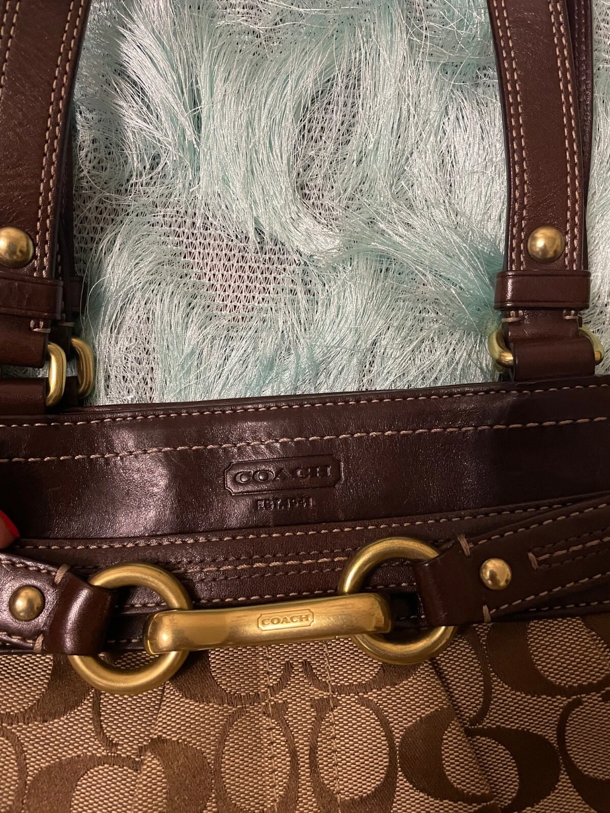 Borsa Coach firmata logo pelle marrone MedHand Bag