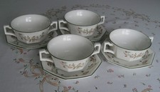 Vintage Johnson Bros Eternal Beau twin handled soup coupe bowl + under plate VGC