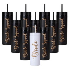 10 Pack Skinny Tumbler 16 oz Bride Squad Tumblers Bachelorette Party Cups