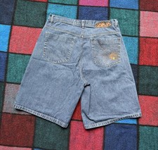 Vintage Y2K Akademiks Denim Jean Shorts Mens 38 Baggy Embroidered Hip Hop Skater