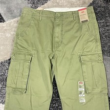 Levi's Ace Cargo Pants Men 34x32 Olive Cotton Relaxed Skater Grunge Work NEW