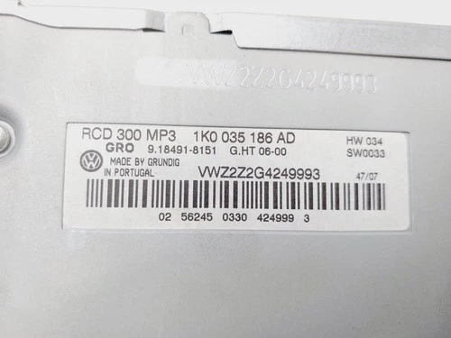 1K0035186AD Sistema Audio/Radio Cd para VOLKSWAGEN PASSAT BERLINA (3C2) 9331323 - Imagen 5 de 10