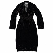 Vintage Halston Saks Fifth Avenue Velvet Long Sleeve V-Neck Dress