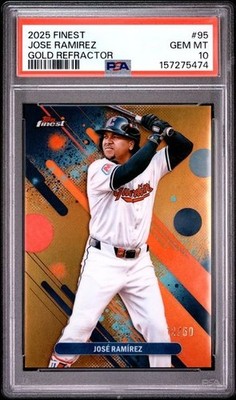 Jose Ramirez 2025 Topps Finest 95 Common Gold /50 Guardians PSA 10