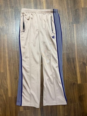 USED NEEDLES TAUPE (BOOTCUT) TRACK PANTS, SIZE ACCEPTABLE