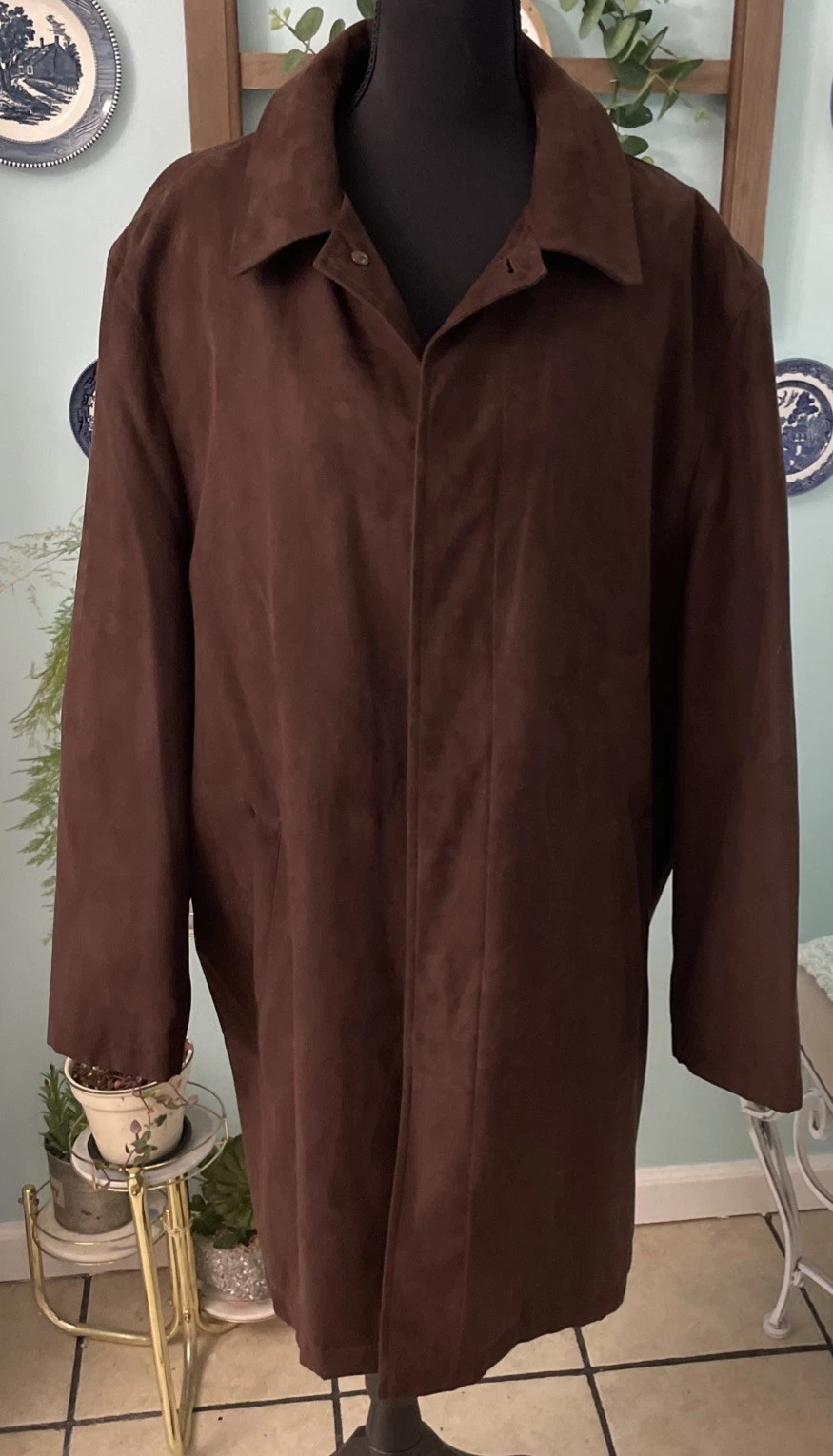 Weatherproof Garment Co. Microsuede Large Mid Length Water Resistant Button Coat