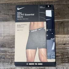 NIKE DRI-FIT ESSENTIAL Micro Boxer Brief 3 Pack Small Men  s Grey/Black/Print NEW