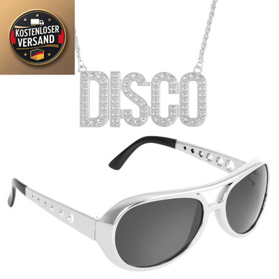 Silberne Gangster Kette Brille 70er 80er 90er Hustler R