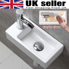 SMALL BATHROOM WALL HUNG CLOAKROOM CERAMIC COMPACT HAND WASH BASIN SINK WHITE
