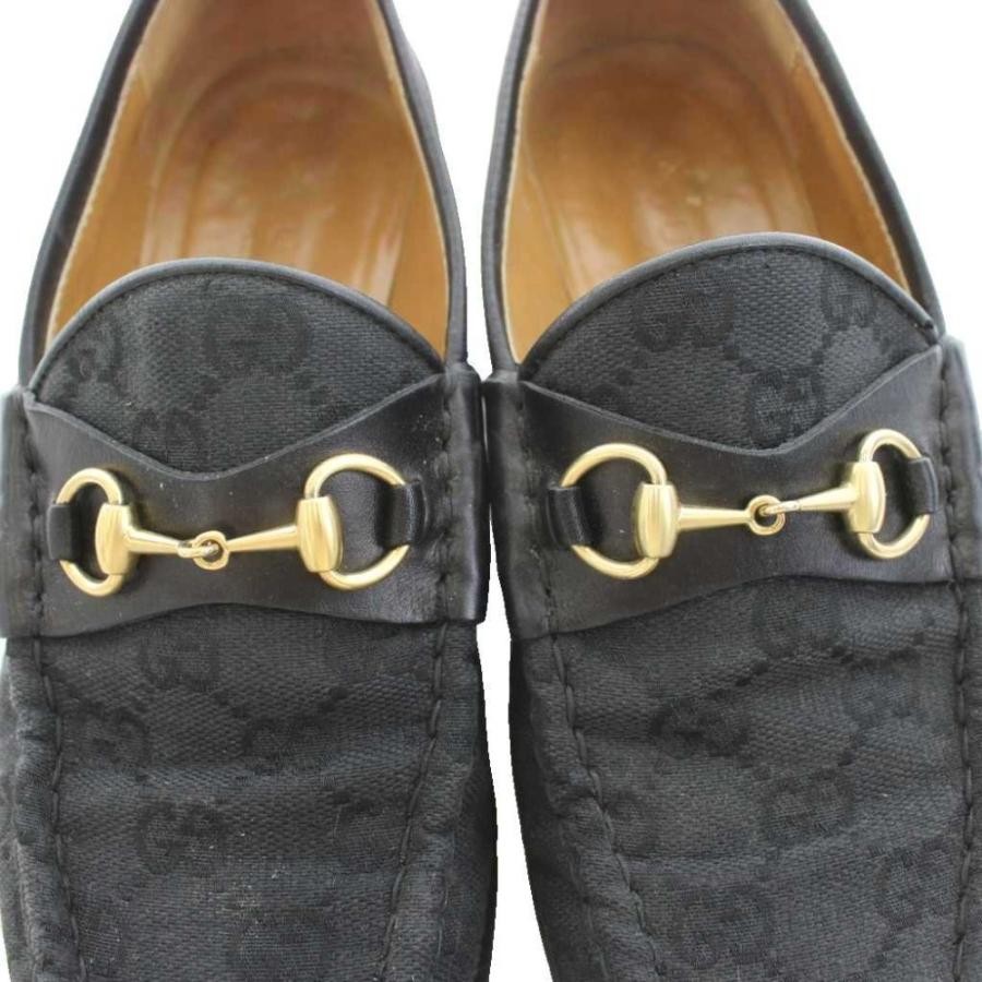 GUCCI Horsebit GG Canvas Loafers Dress Shoes Size:36/JP:23 Black 141126K Authen thumbnail 8