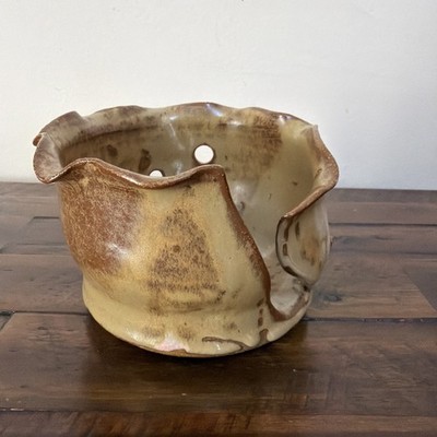 2015 Unique One Of A Kind Handmade Studio Pottery Bowl  Brown Drip Glaze Signed