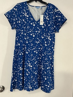 Draper James Womens dress size XL Brand New floral blue ponte 