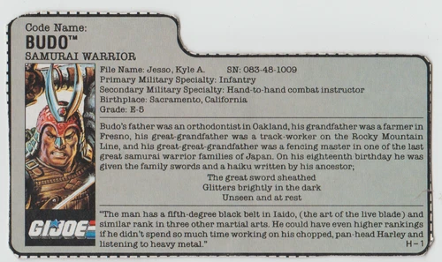 GI Joe ARAH 1988 Budo v.1 - File Card