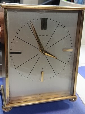Garrard Mantel Solid Brass 8Day Clock. Running. size approx 133mm/104mm
