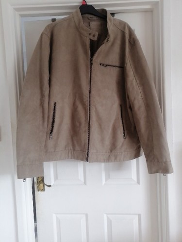 Next Men's Beige Suede Look Lined Jacket Bnwot Size 3XL