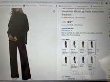 Senserise Women's 2 Piece Lounge Set Mockneck Sweatshirt Wide Leg Pants Set
