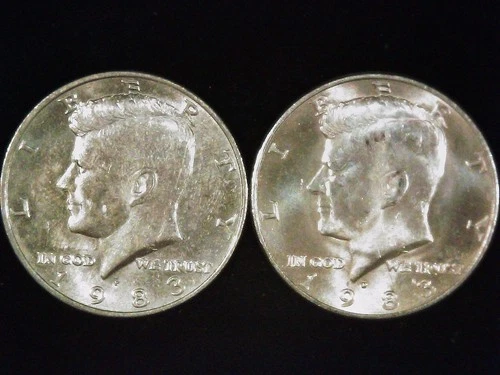 1983-P and D Kennedy Half Dollars (2 coins) AU++. Free Shipping!