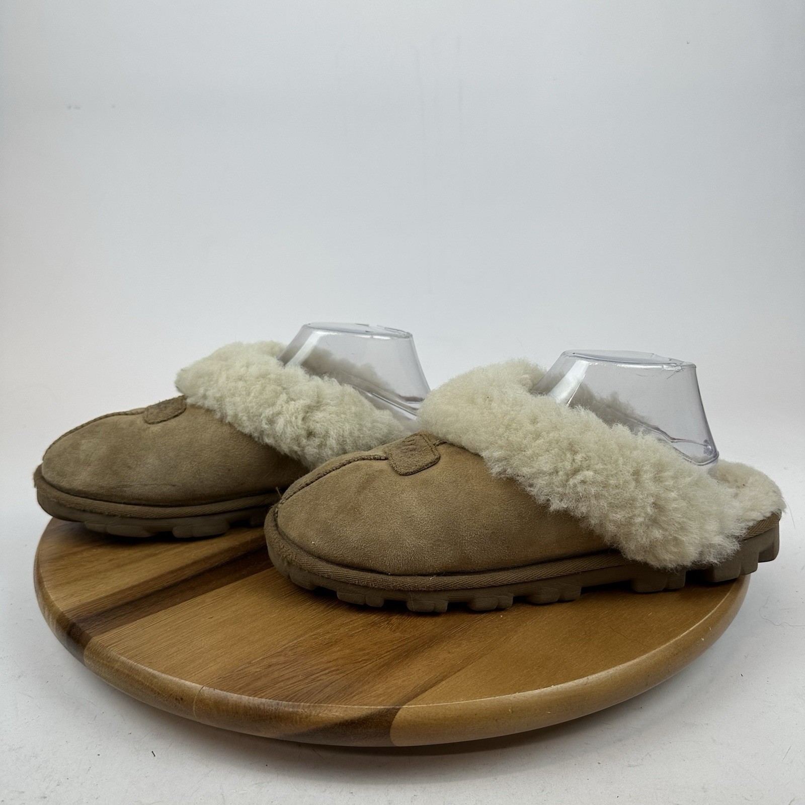 Womens Ugg Coquette Chestnut Shearling Lined Slip On Flat Slippers Shoes Size 9 image 2