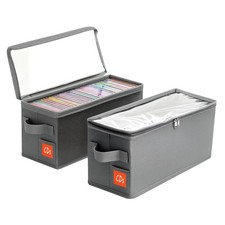 Stackable CD Holder Storage Case - CD Storage Box Organizer with Lid Handle