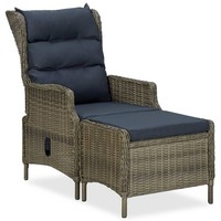 Verstellbarer Gartensessel Mit FußHocker Poly Rattan Braun